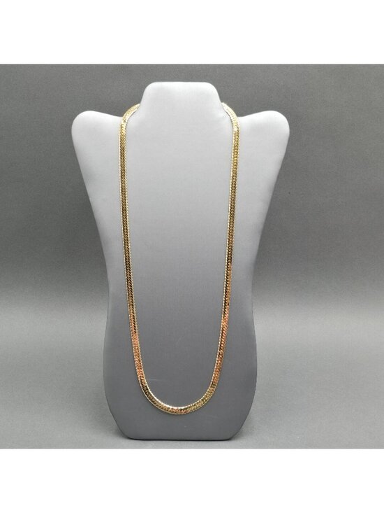 Unbranded Other - Vintage 14k Gold Plated Herringbone Chain Necklace 28" Heavy Cobra Mesh 6.3mm